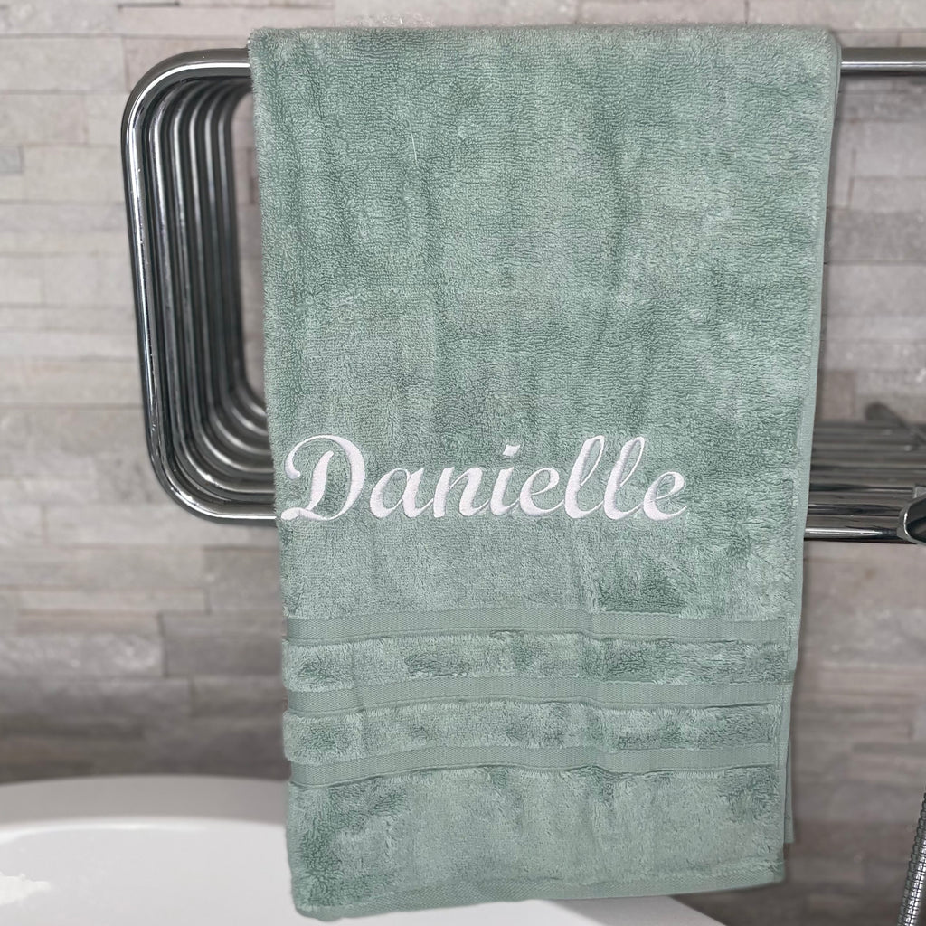 personalised zero twist Egyptian cotton towels | personalised luxury bath towels | embroidered Egyptian cotton towels