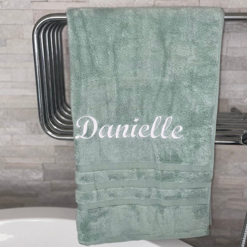 personalised zero twist Egyptian cotton towels | personalised luxury bath towels | embroidered Egyptian cotton towels