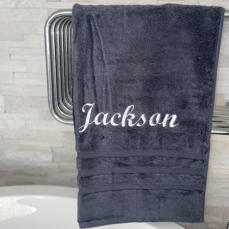 personalised zero twist Egyptian cotton towels | personalised luxury bath towels | embroidered Egyptian cotton towels