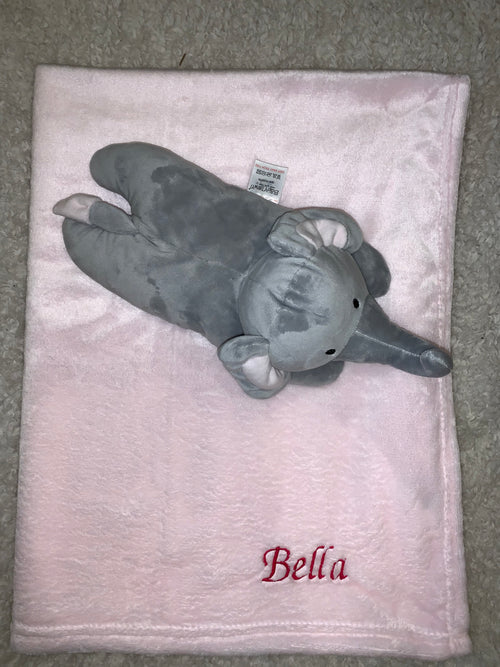 Babies personalised blanket and elephant toy set
