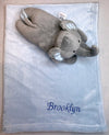 baby personalised blanket and elephant toy gift set | personalised baby blanket with elephant teddy | newborn blanket gift set | personalised baby gift with elephant toy
