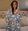 personalised hooded polar bear dressing gown | personalised polar bear print dressing gown | personalised teddy ear dressing gown