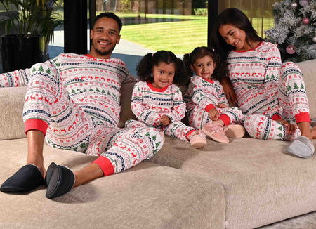 kids personalised Christmas fairisle pyjamas | unisex family matching Christmas pyjamas | personalised fairisle pyjama set for kids | Christmas fairisle pyjamas for children