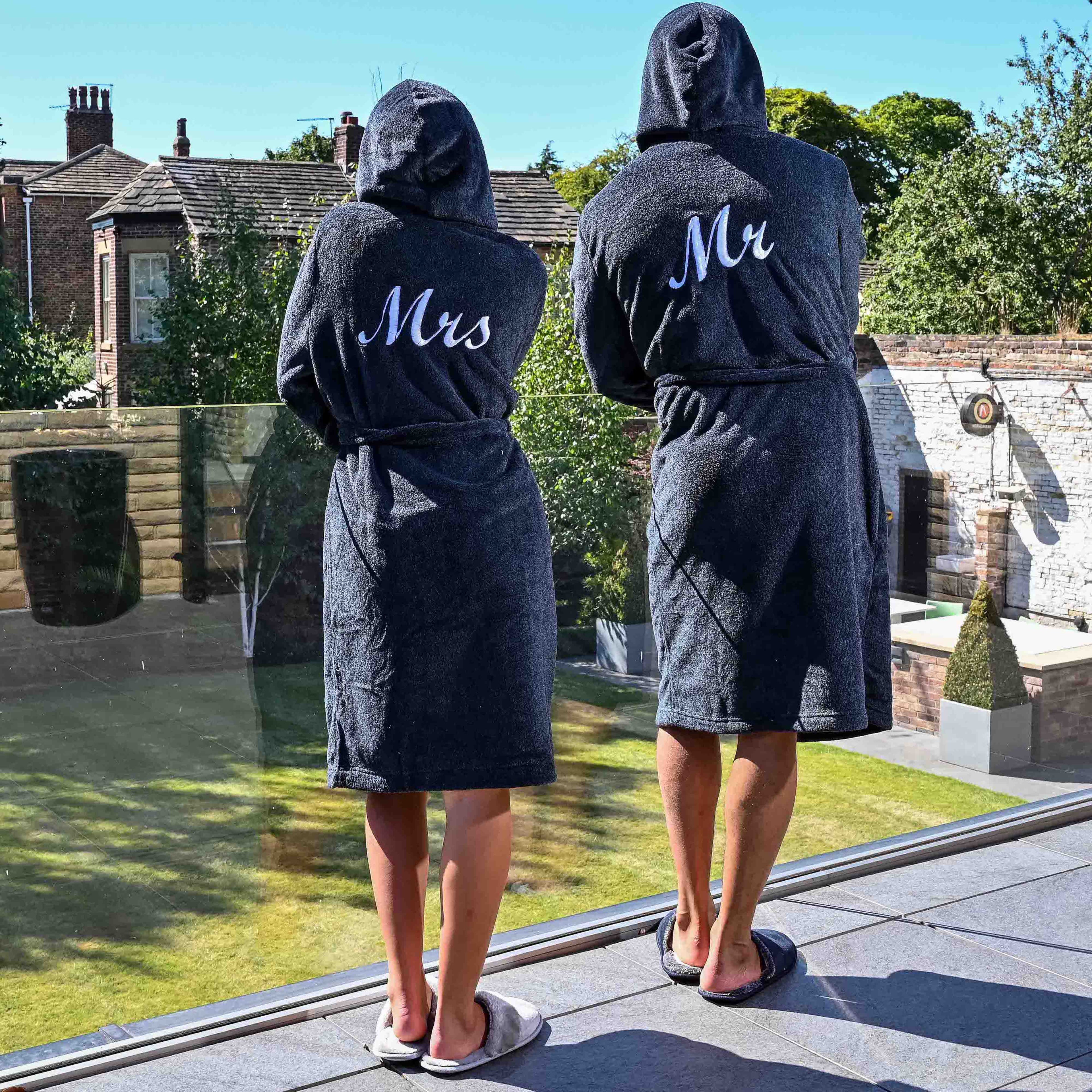 Personalised Mr & Mrs two tone couples robes