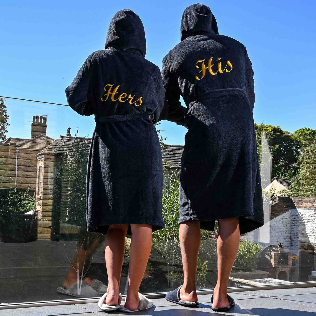 Personalised His & Hers two tone couples robes