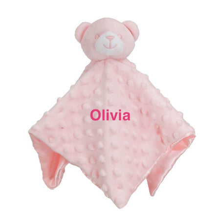 baby personalised teddy bear comforter | personalised teddy comfort blanket | embroidered teddy bear comforter for baby | soft teddy comfort toy