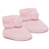 newborn baby pom pom bootees | knitted newborn baby booties | cosy pom pom baby booties | soft acrylic newborn bootees