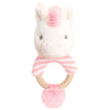 baby unicorn ring rattle | soft unicorn baby rattle | recycled unicorn rattle toy | plush unicorn ring rattle