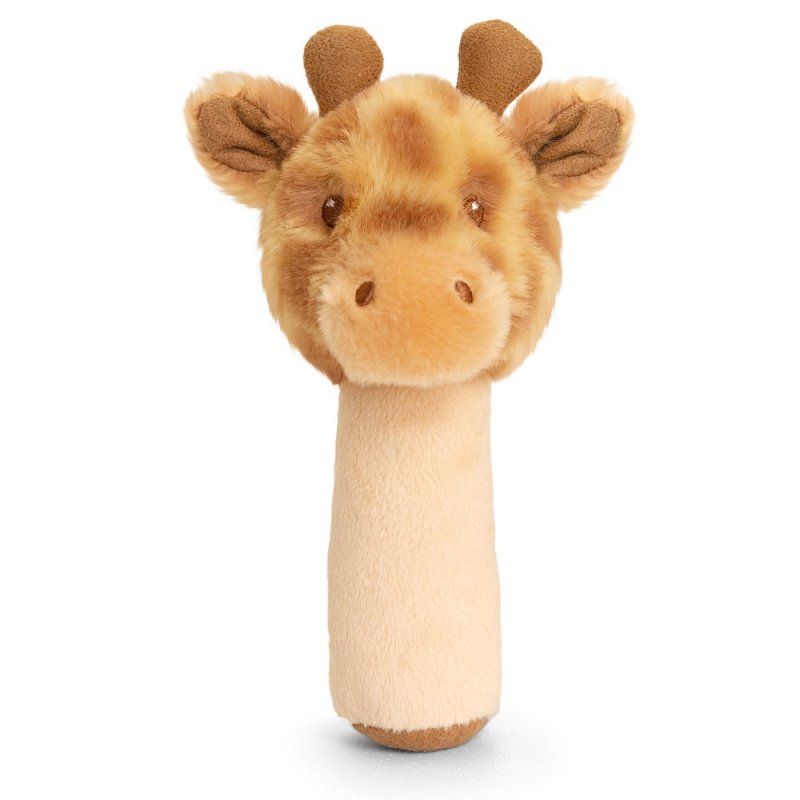 baby giraffe stick rattle | soft giraffe baby rattle | recycled giraffe rattle toy | plush giraffe stick rattle
