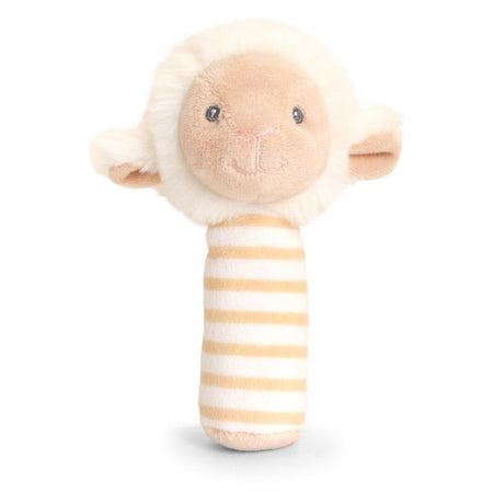 baby sheep stick rattle | soft sheep baby rattle | recycled sheep rattle toy | plush sheep stick rattle