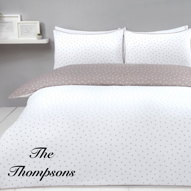 family name personalised mini dot bedding set | personalised embroidered duvet cover set | personalised family bedding