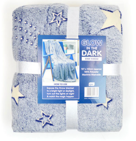 kids personalised stars blanket | stars glow in the dark blanket throw | unisex personalised stars blanket | personalised glow in the dark blanket for kids