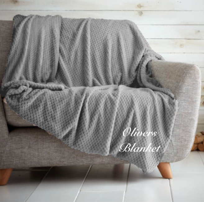 luxury personalised popcorn throw | personalised coral fleece blanket | embroidered popcorn throw | luxury personalised blanket