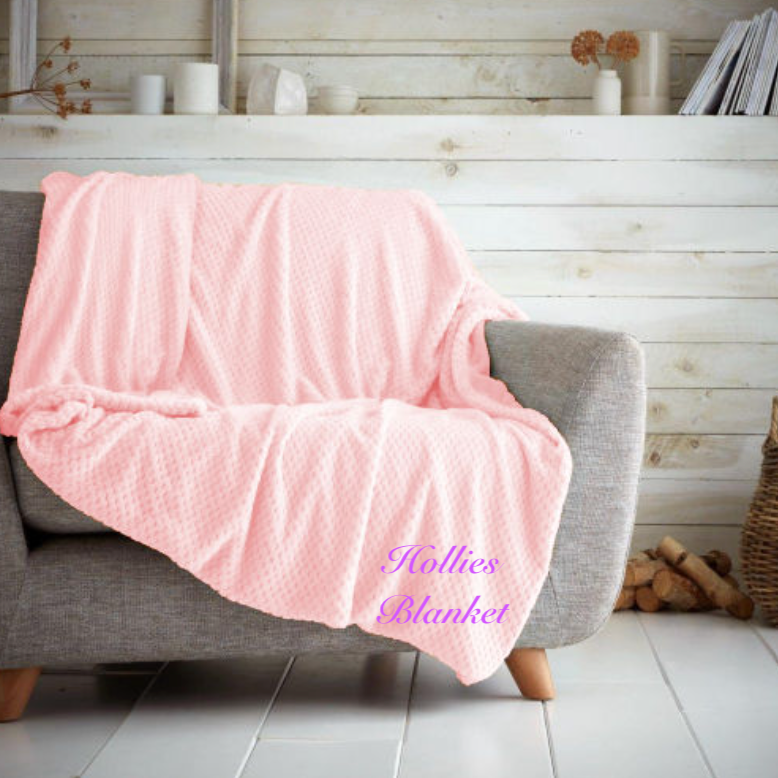 luxury personalised popcorn throw | personalised coral fleece blanket | embroidered popcorn throw | luxury personalised blanket