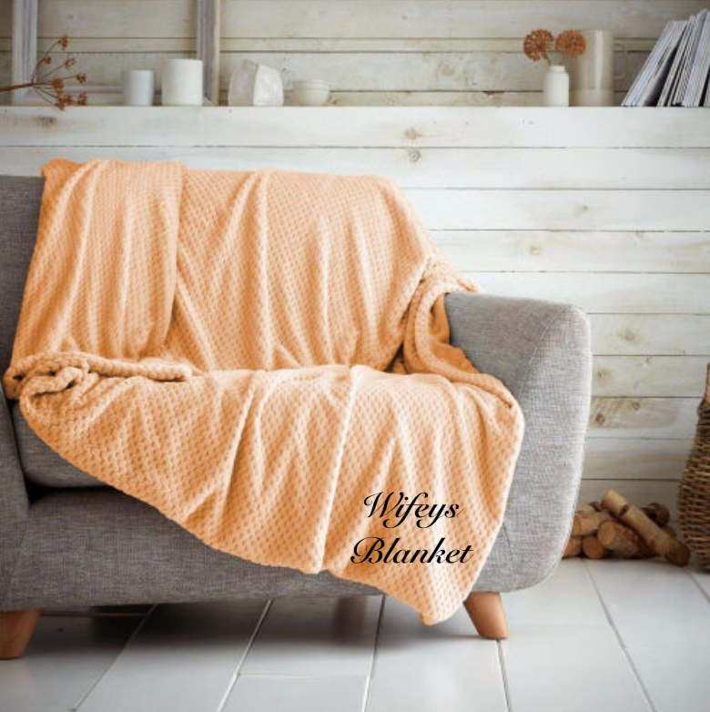 luxury personalised popcorn throw | personalised coral fleece blanket | embroidered popcorn throw | luxury personalised blanket