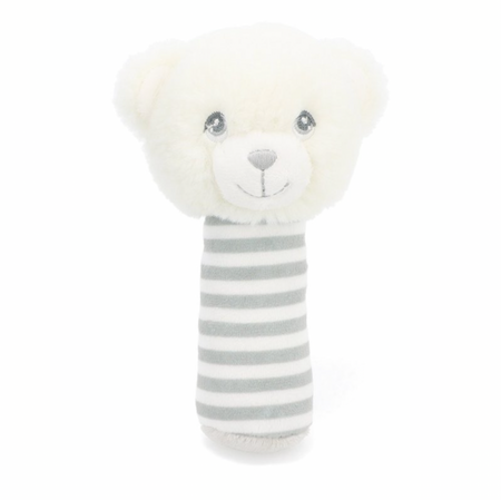 baby bear stick rattle | soft bear baby rattle | recycled bear rattle toy | plush bear stick rattle