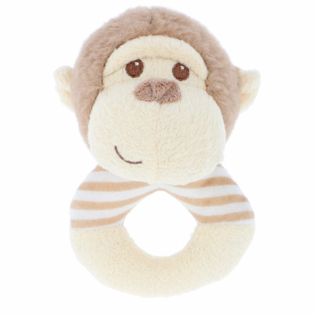 baby monkey ring rattle | soft monkey baby rattle | recycled monkey rattle toy | plush monkey ring rattle