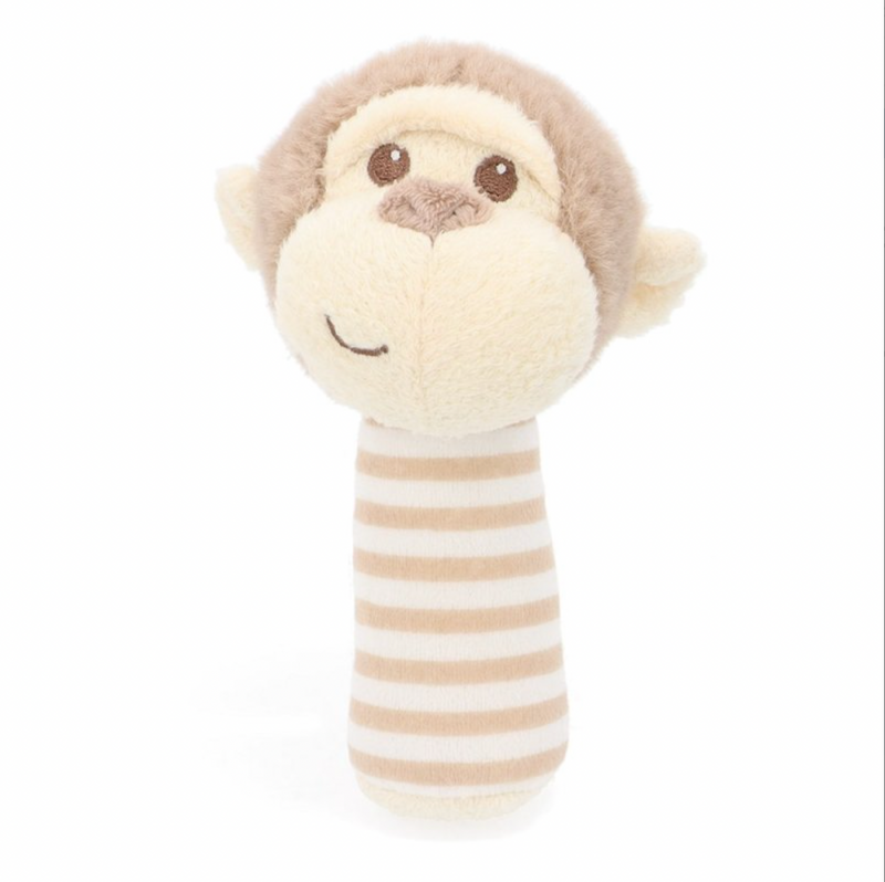 baby monkey stick rattle | soft monkey baby rattle | recycled monkey rattle toy | plush monkey stick rattle