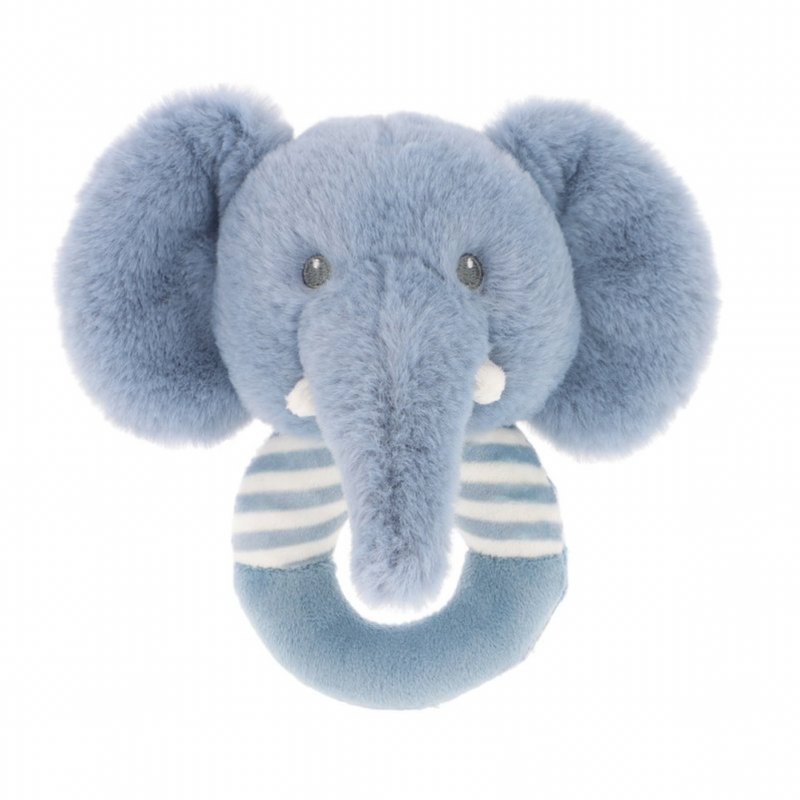 baby elephant ring rattle | soft elephant baby rattle | recycled elephant rattle toy | plush elephant ring rattle