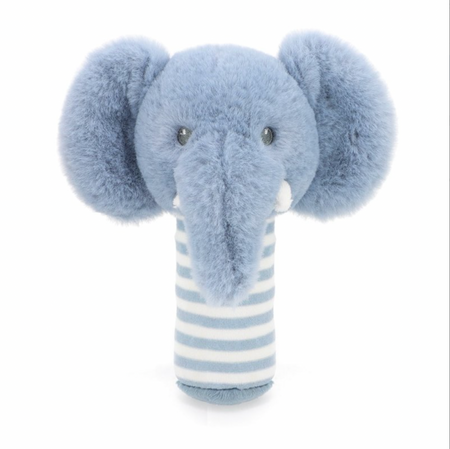 baby elephant stick rattle | soft elephant baby rattle | recycled elephant rattle toy | plush elephant stick rattle