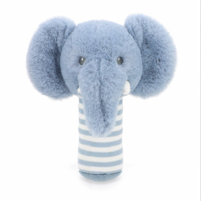 baby elephant stick rattle | soft elephant baby rattle | recycled elephant rattle toy | plush elephant stick rattle