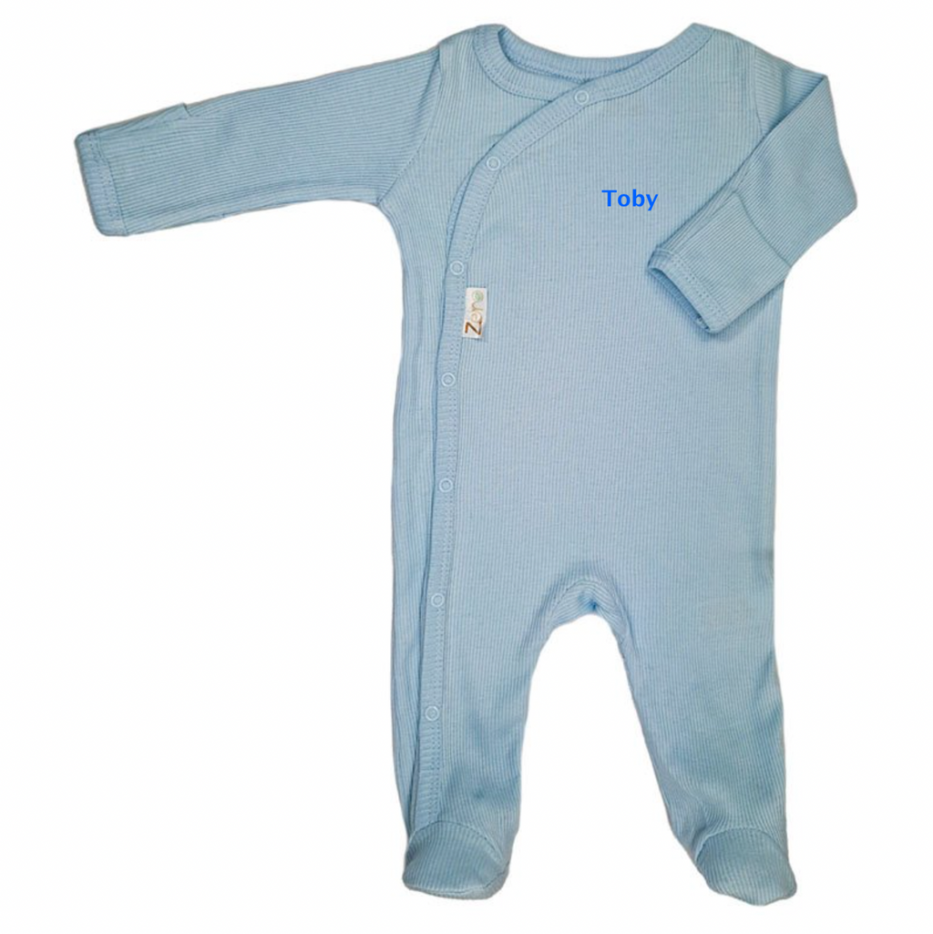 baby personalised ribbed sleepsuit | personalised cotton ribbed baby sleepsuit | ribbed baby grow with name | personalised baby sleepsuit