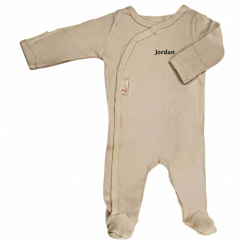 baby personalised ribbed sleepsuit | personalised cotton ribbed baby sleepsuit | ribbed baby grow with name | personalised baby sleepsuit
