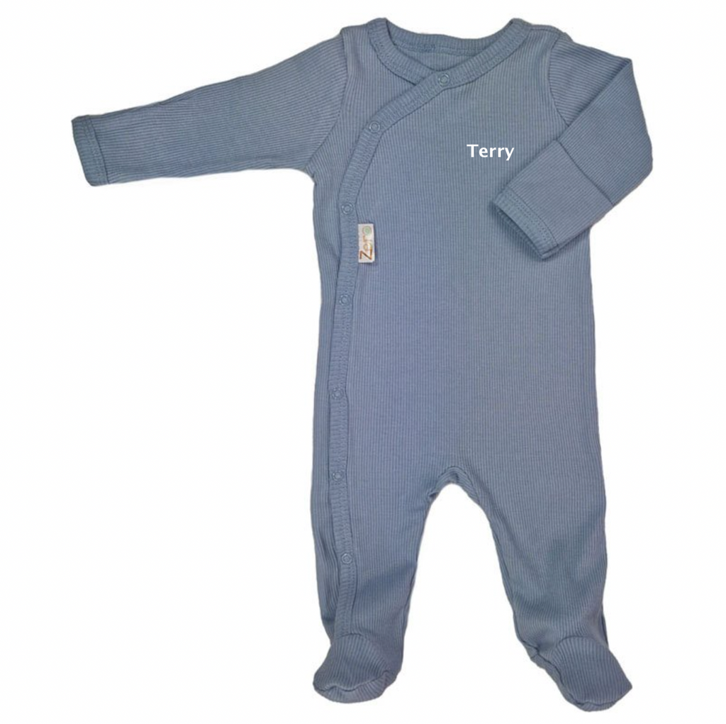 baby personalised ribbed sleepsuit | personalised cotton ribbed baby sleepsuit | ribbed baby grow with name | personalised baby sleepsuit