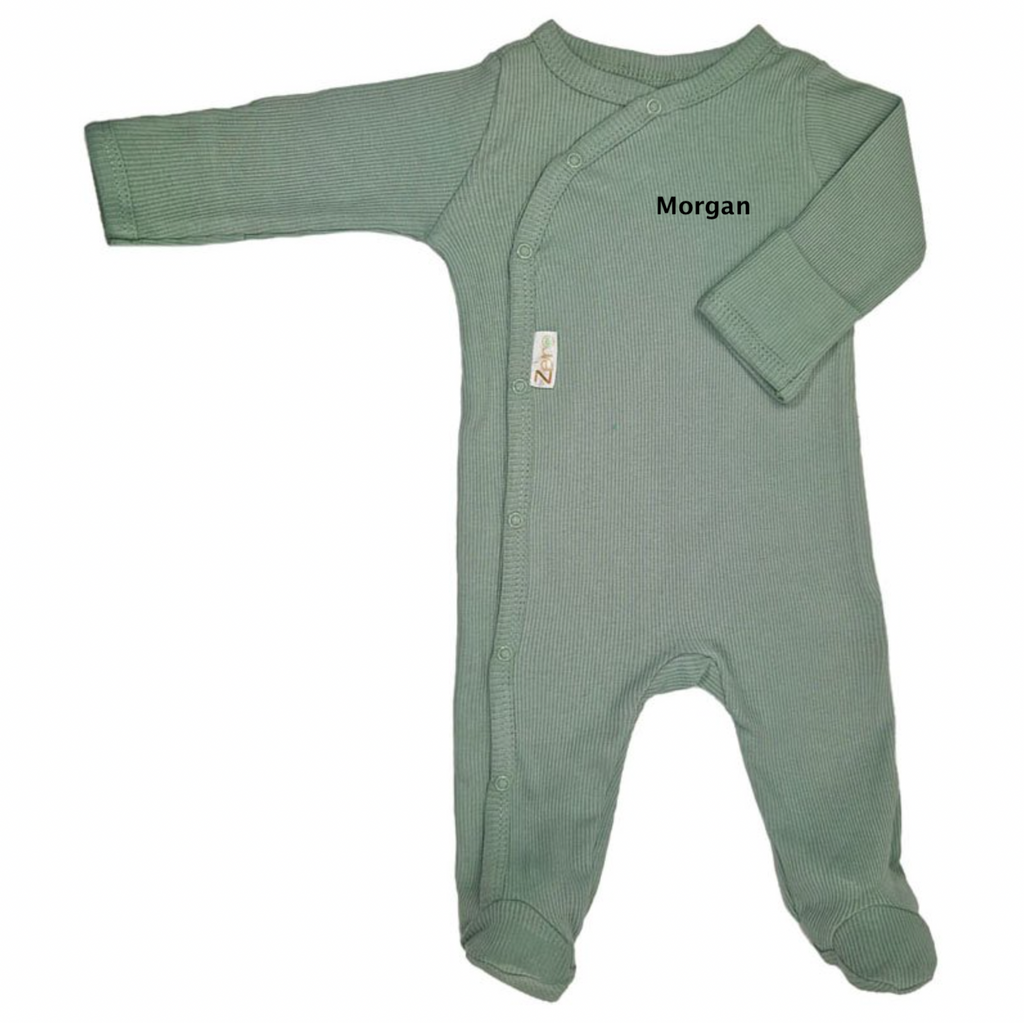 baby personalised ribbed sleepsuit | personalised cotton ribbed baby sleepsuit | ribbed baby grow with name | personalised baby sleepsuit