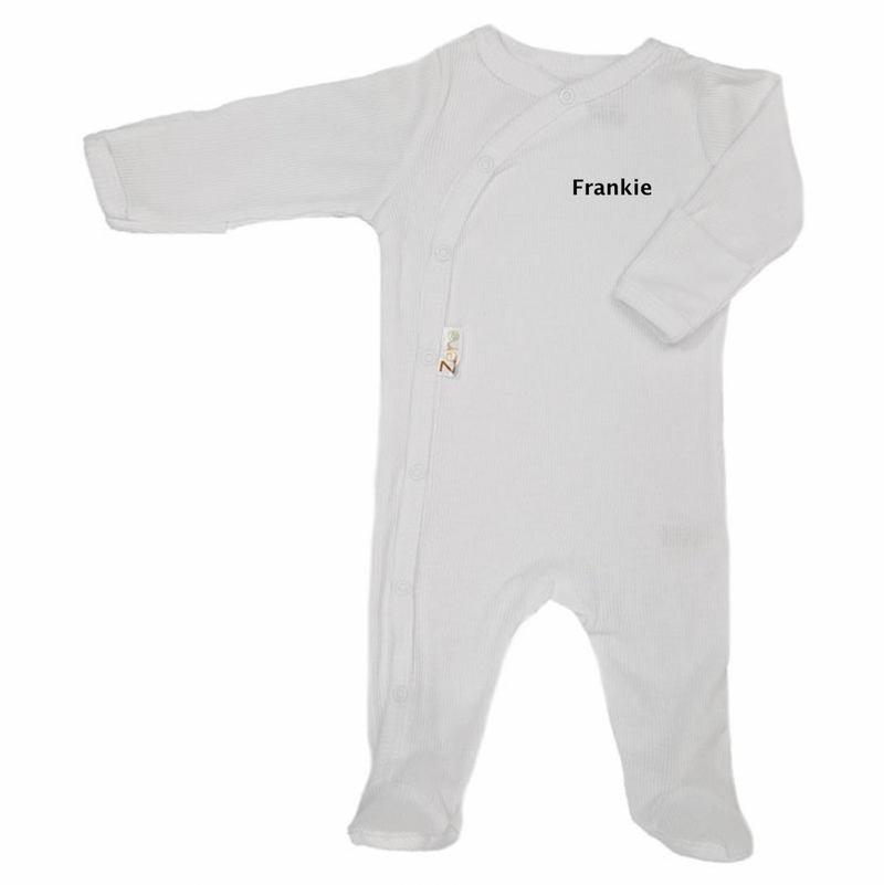 baby personalised ribbed sleepsuit | personalised cotton ribbed baby sleepsuit | ribbed baby grow with name | personalised baby sleepsuit