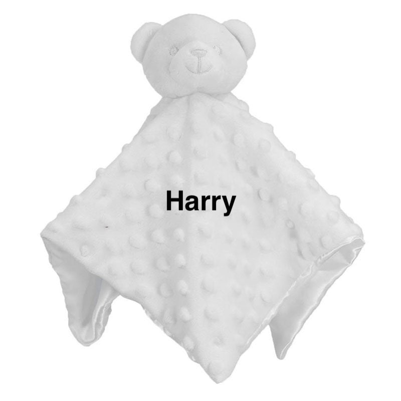 baby personalised teddy bear comforter | personalised teddy comfort blanket | embroidered teddy bear comforter for baby | soft teddy comfort toy