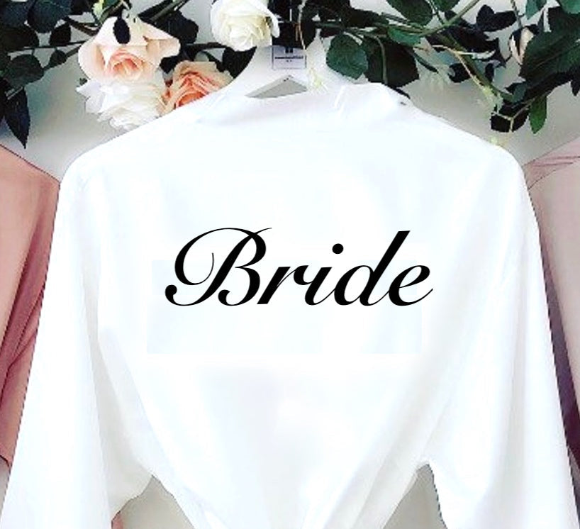 Lulabay ladies personalised bridal satin side slit lace robe