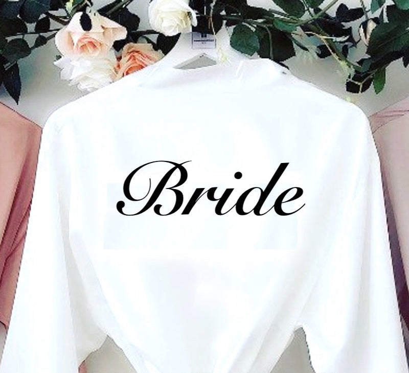 personalised bridal satin lace robe | personalised bridal satin lace robe white (change according to colour image)