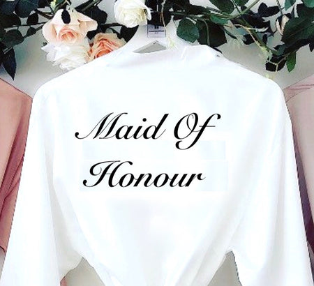 personalised bridal satin lace robe | personalised bridal satin lace robe white (change according to colour image)