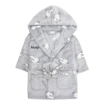 baby personalised lamb hooded dressing gown | personalised lamb dressing gown for baby | embroidered lamb baby robe | soft lamb hooded bathrobe for baby